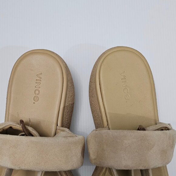 Vince Laguna Platform Slingback Sandal Womens 9.5 Blonde Suede Two Band NEW - Picture 8 of 13